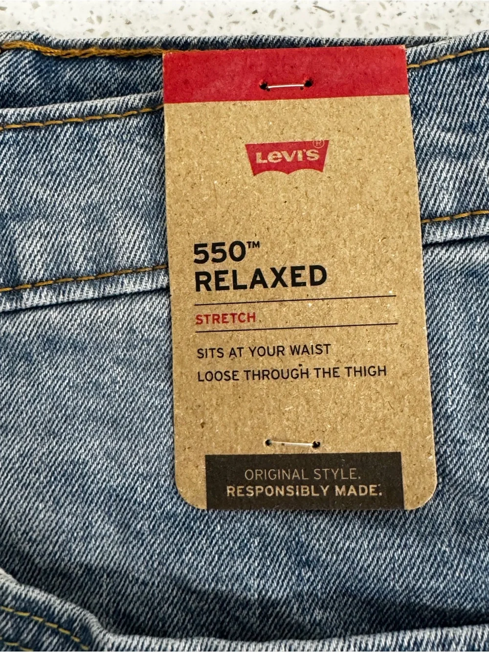 Levis 550 Relaxed Fit Jeans Mens 44x30 Medium Wash Denim Tapered Leg Classic New
